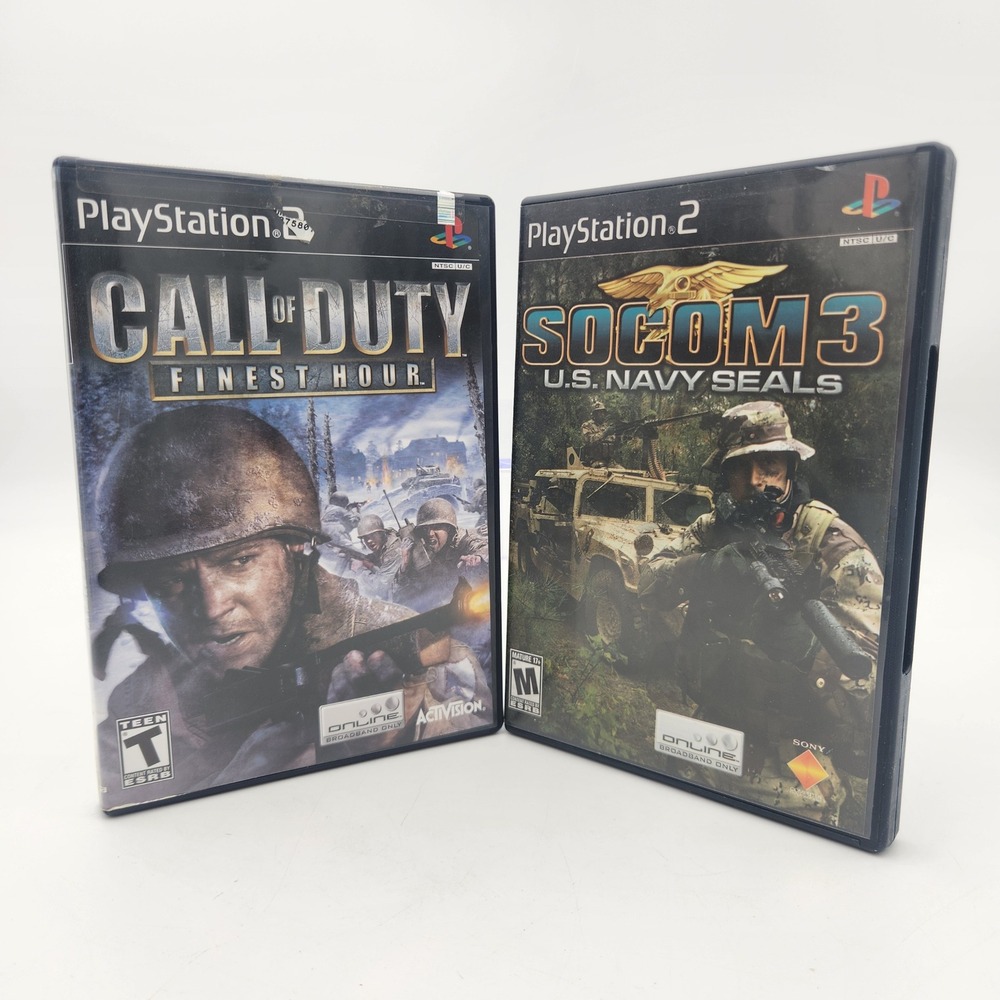 Call of Duty Finest Hour & SOCOM 3 US Navy Seals Sony PlayStation 2 PS2 Game Lot